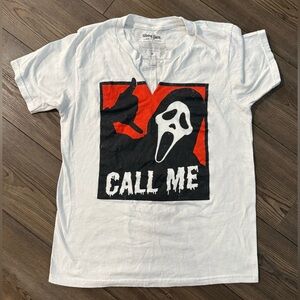 Ghost Face “Call Me” Graphic Tee White Horror Movie Shirt Size M